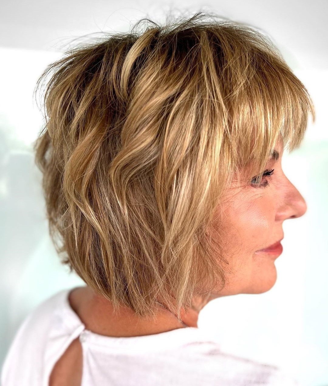 layered bob for fine hair over 50