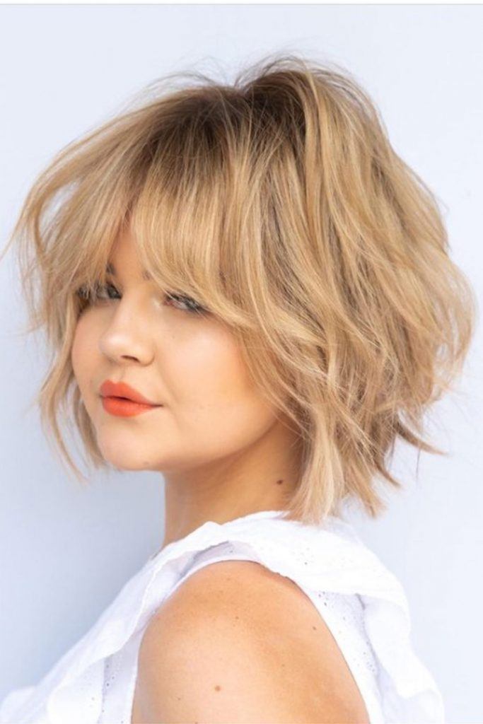 layered haircut with short bangs