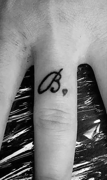 letter b tattoo on wrist