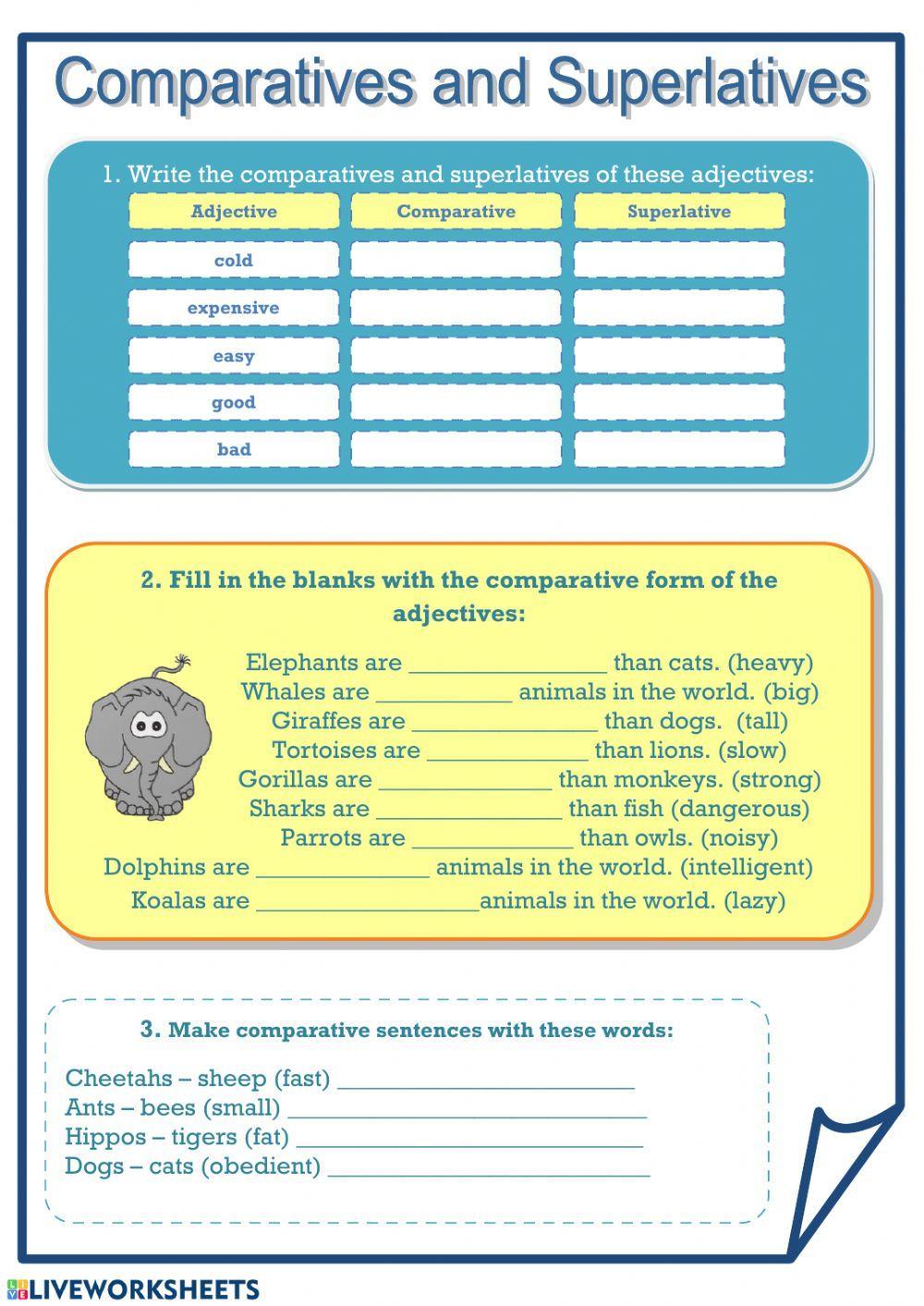 liveworksheets superlatives and comparatives