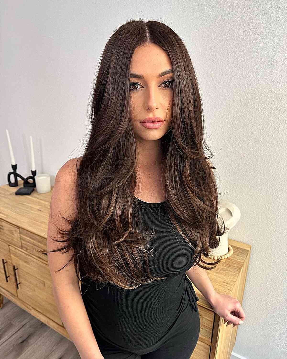 long layered hair front