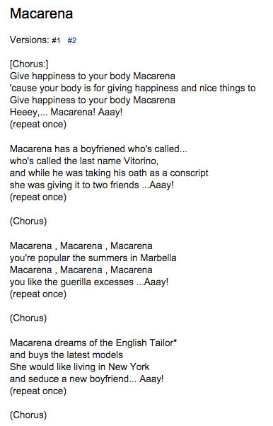 macarena lyrics english