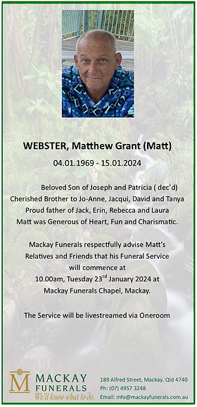 mackay funeral notices today