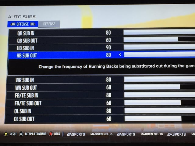 madden sub in sub out