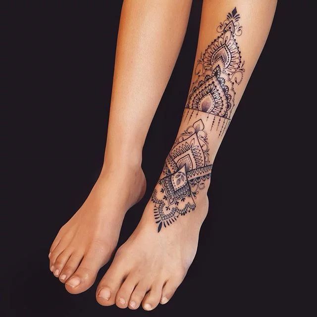 mandala foot tattoo