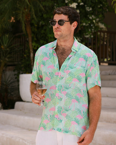 mens shirt with flamingos