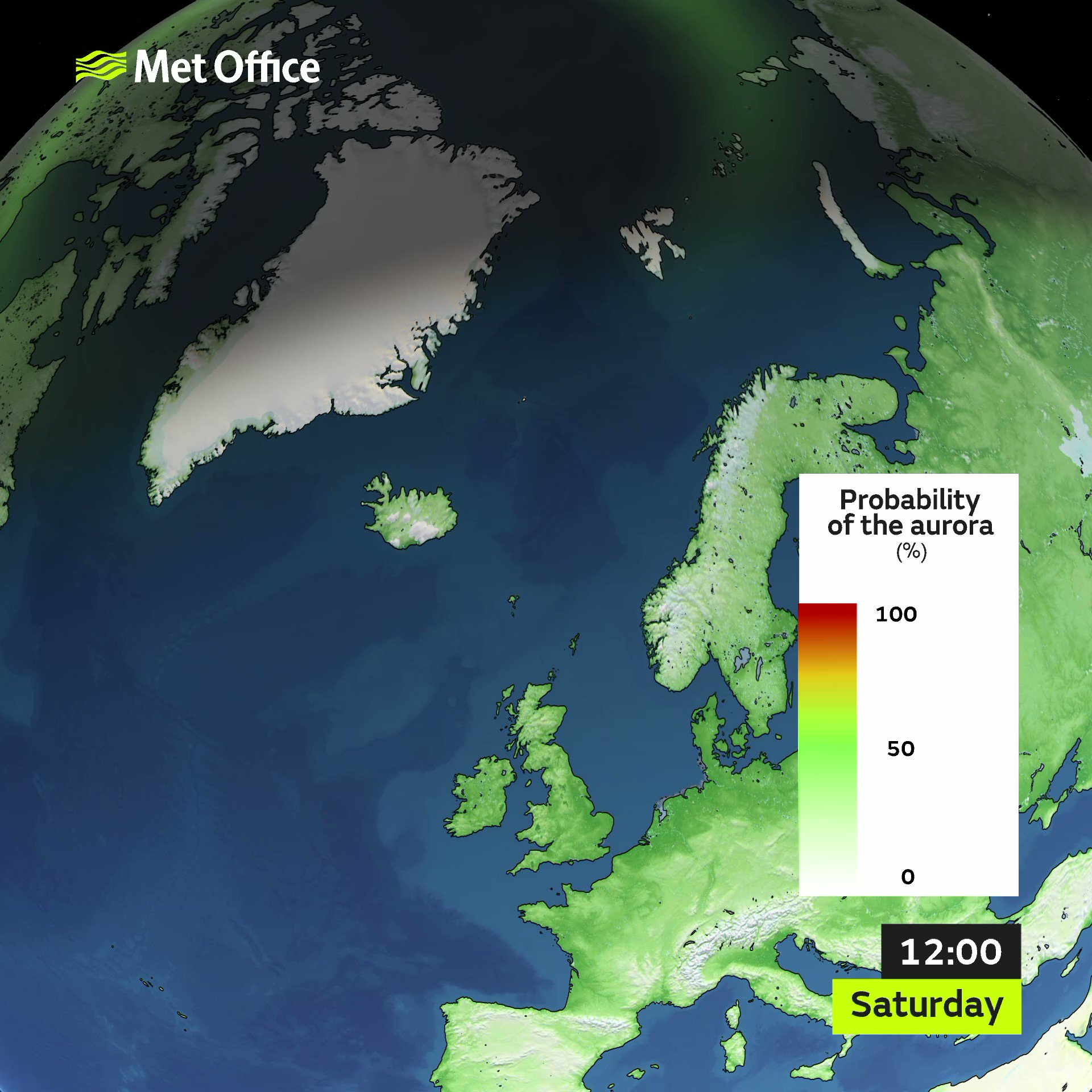 met office northern lights map