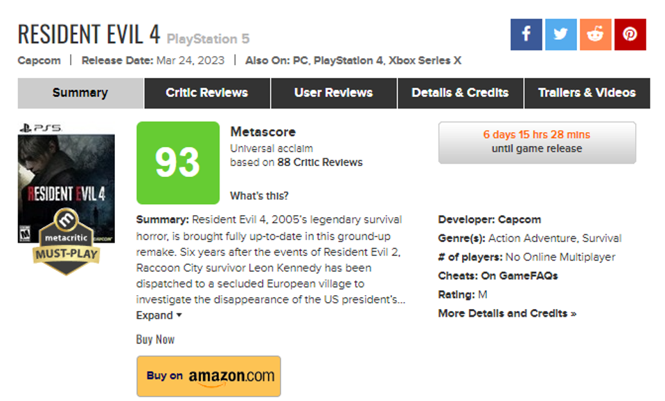 metacritic resident evil 4