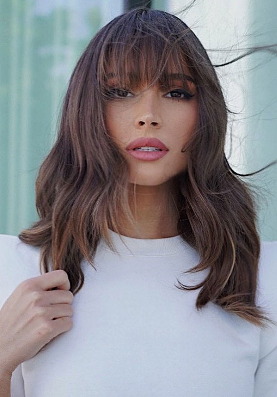 mid length haircut with fringe