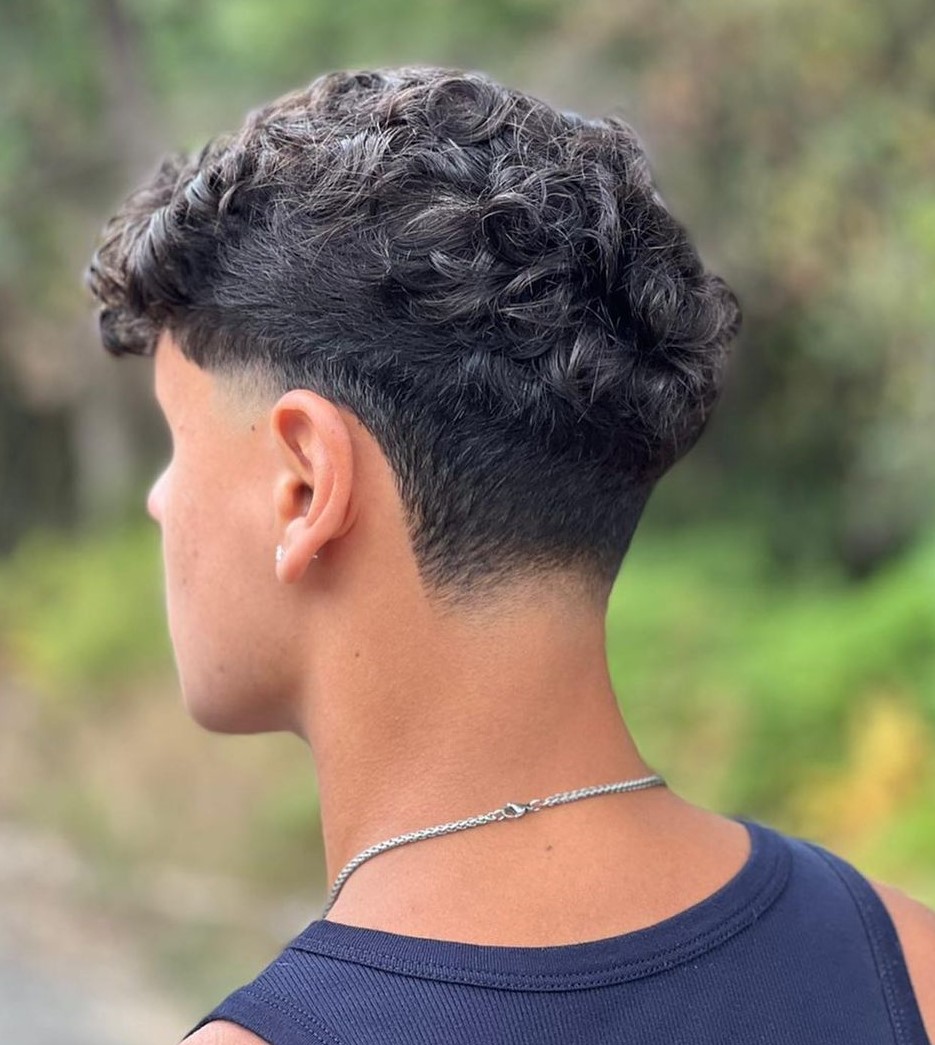 mid taper fade curly hair