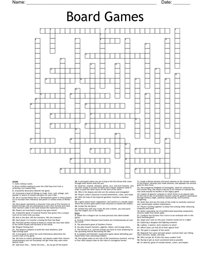 military board game crossword clue