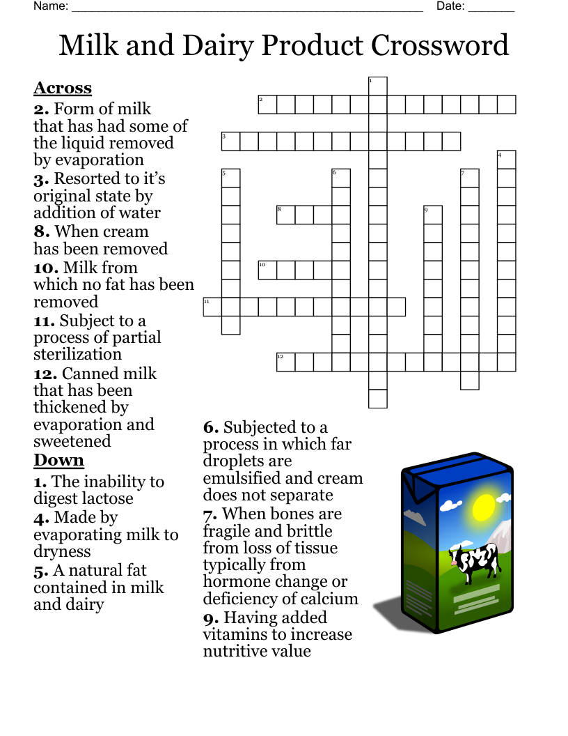 milk ingredient crossword clue