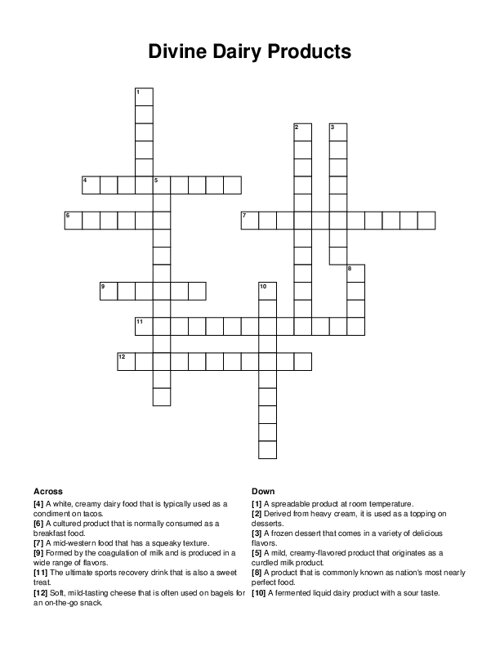 milk ingredient crossword