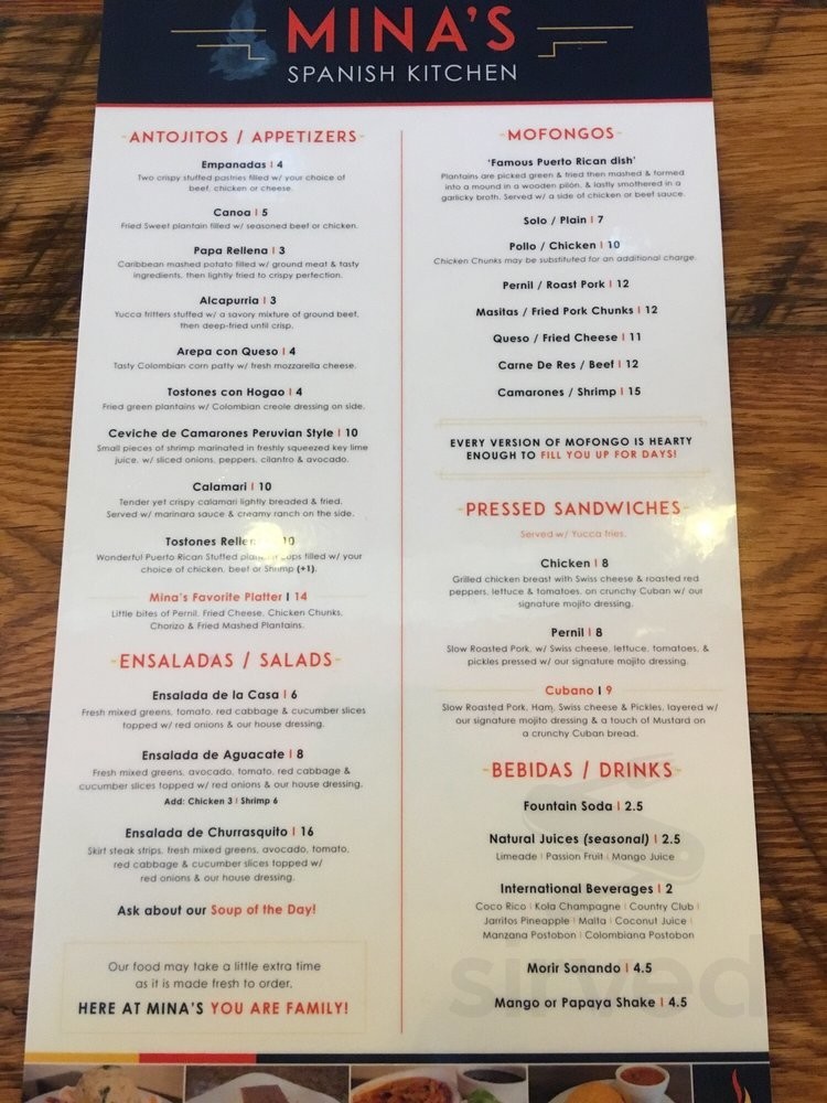 minas spanish kitchen monroe menu