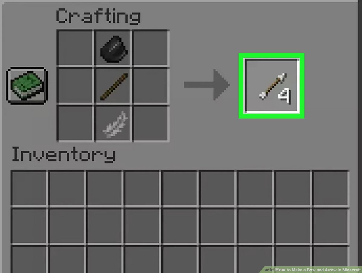 minecraft bow and arrow recipe