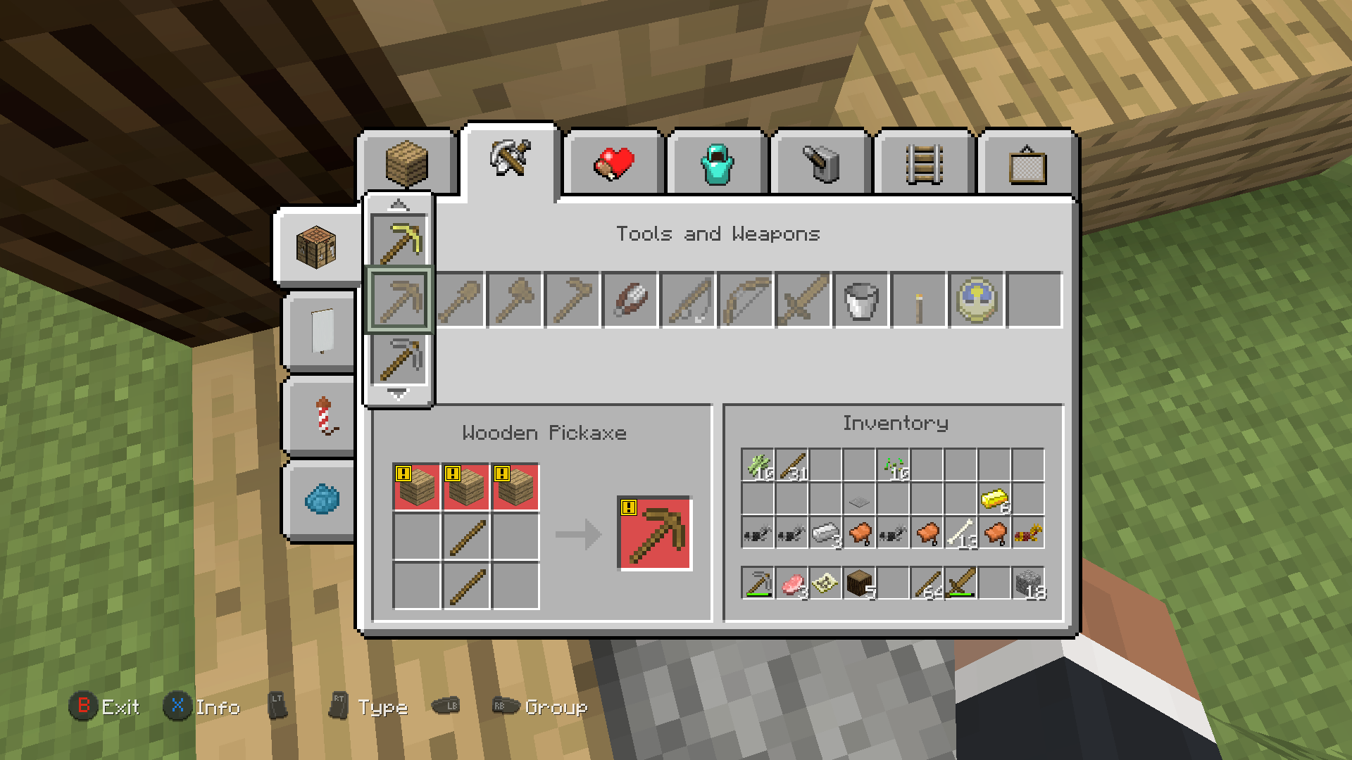 minecraft crafting menu