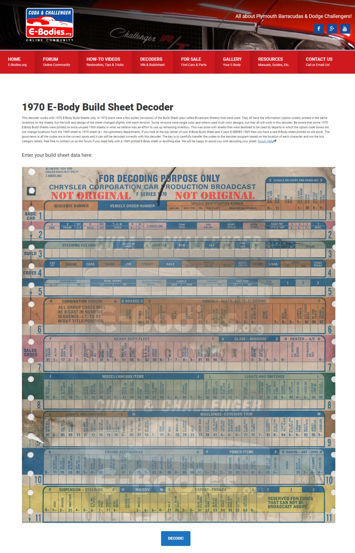 mopar build sheet by vin