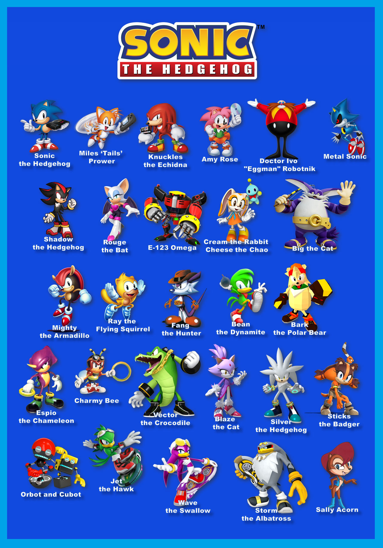 names of sonic the hedgehog characters