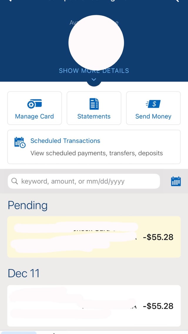 navy federal cancel pending transaction