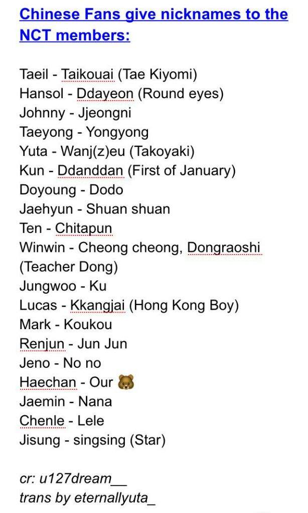 nct chinese name