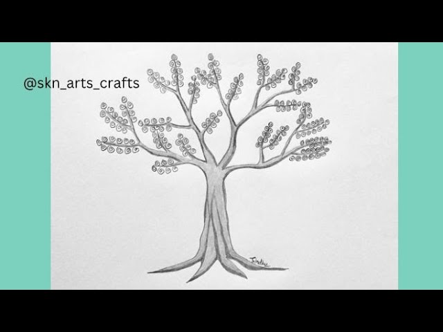 neem tree drawing easy