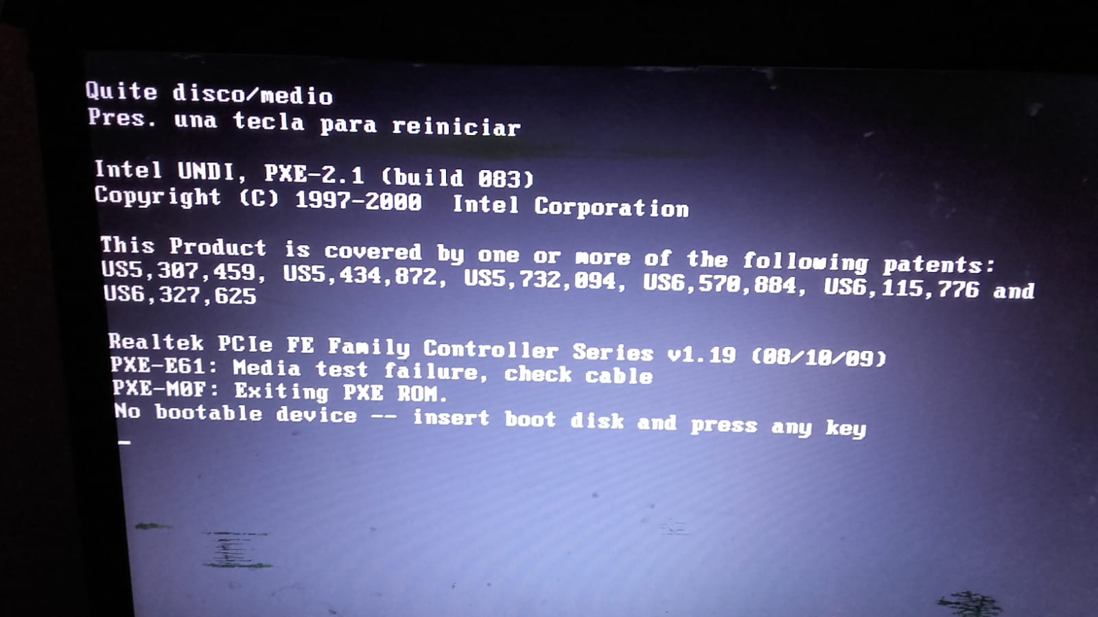 no bootable device hatası hp