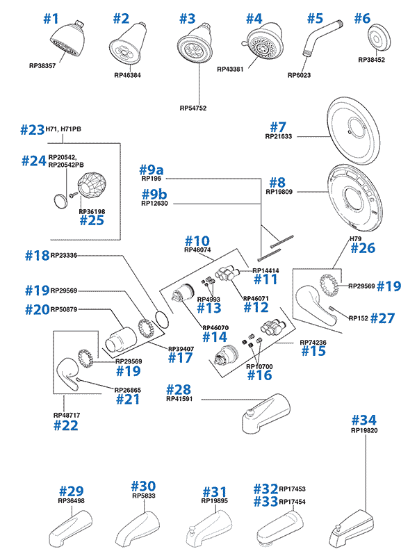 old delta shower faucet parts