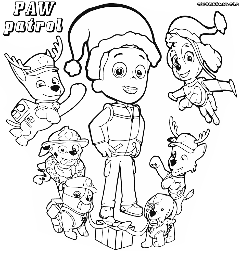 paw patrol coloring pages christmas