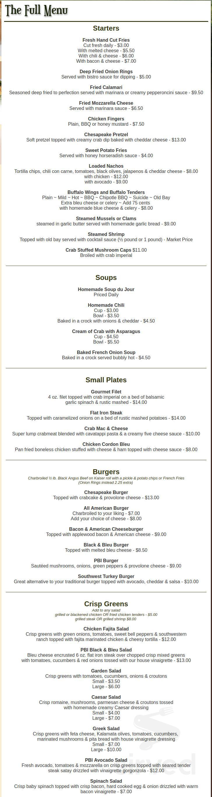 peach bottom inn menu