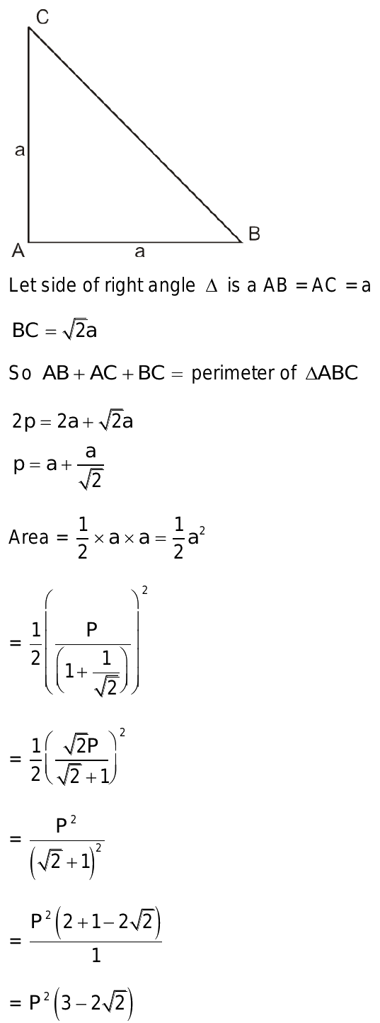 perimeter of isosceles right angle triangle