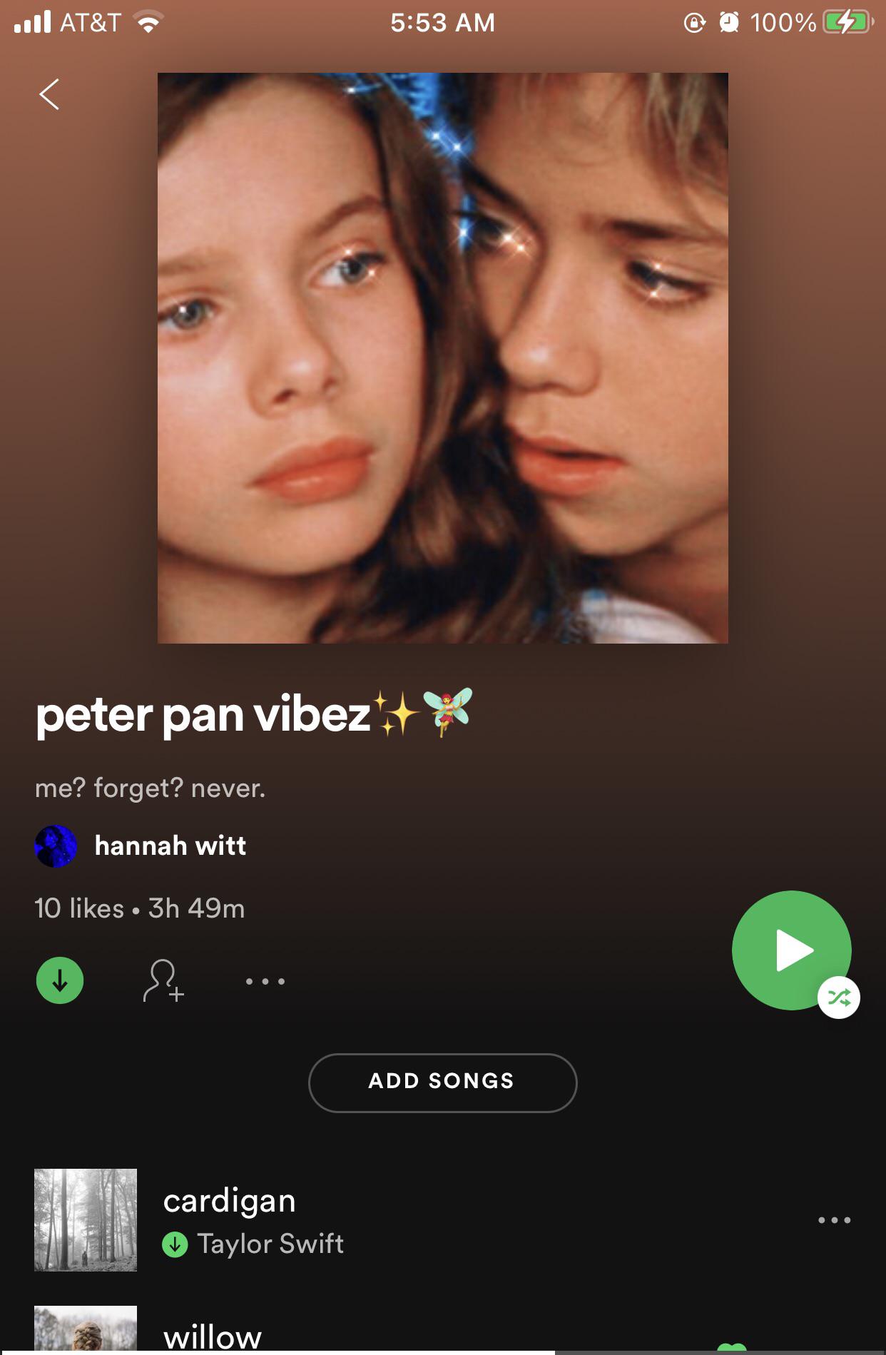 peter pan playlist