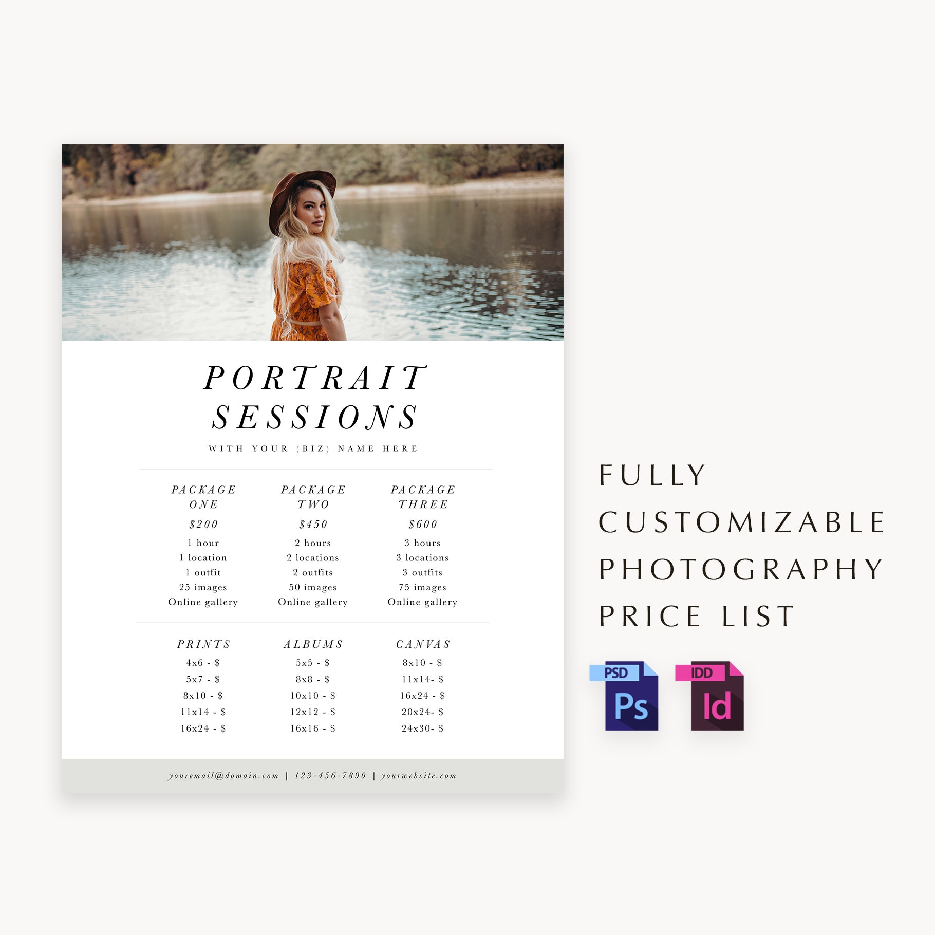 photography pricing sheet