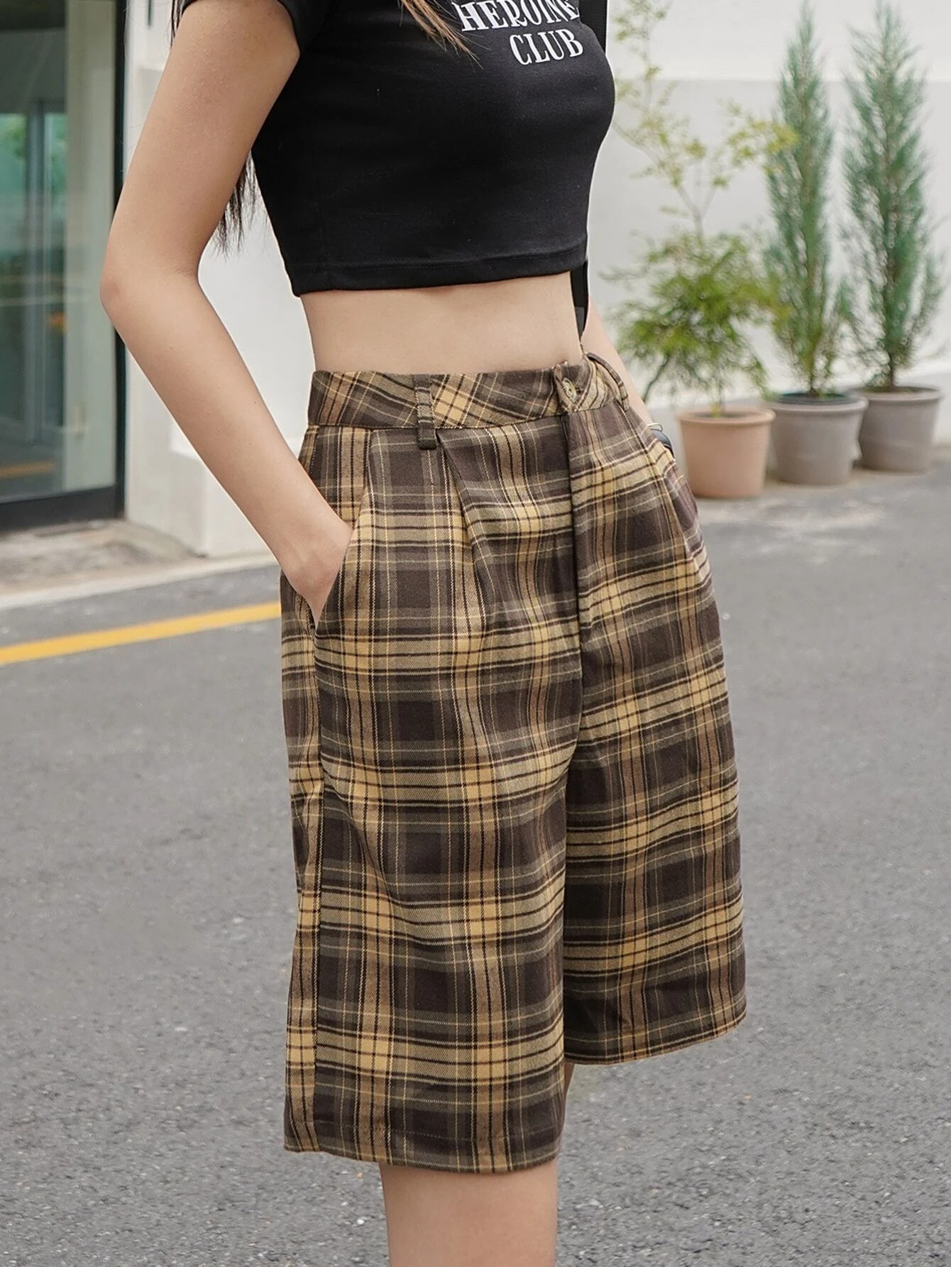 plaid bermuda shorts