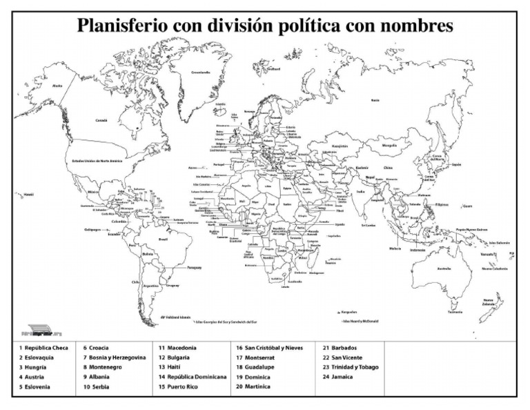 planisferio con división política con nombres pdf