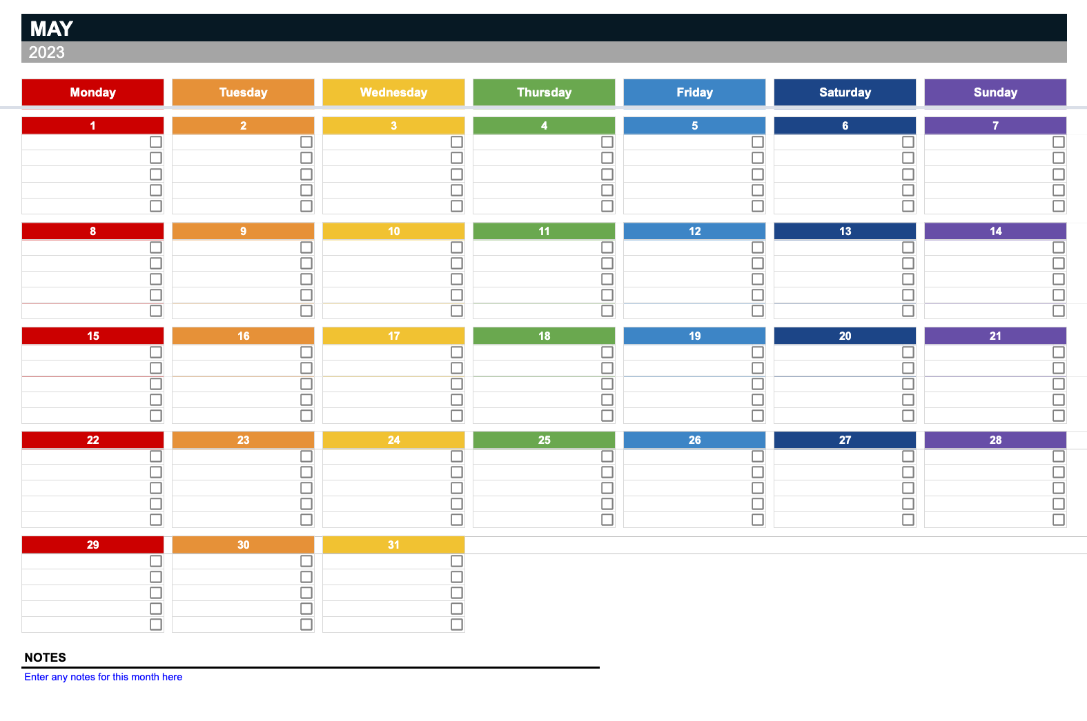 plantillas calendario excel 2023