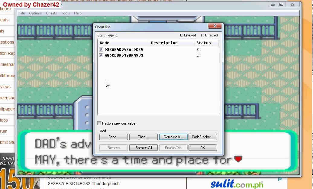 pokemon emerald all tm cheat