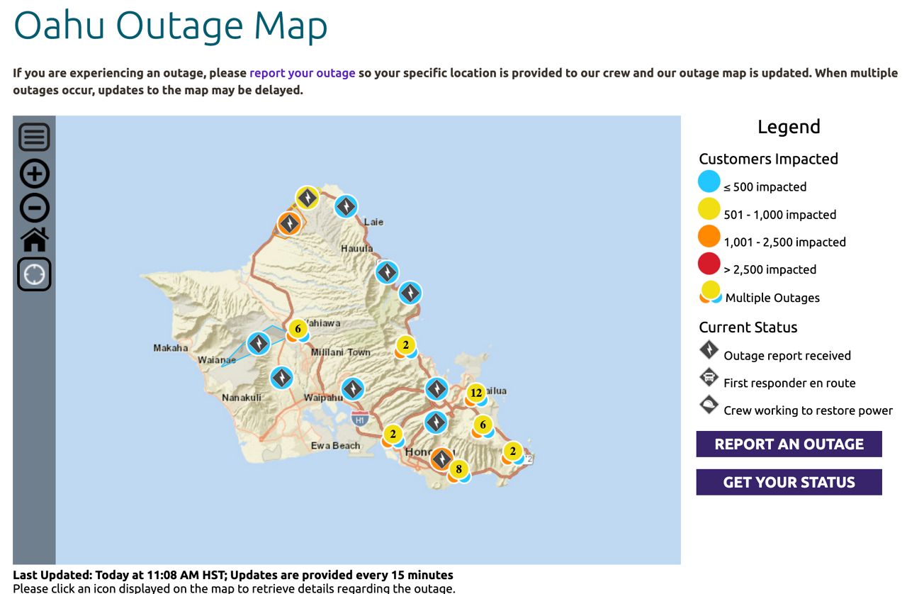 power outages oahu