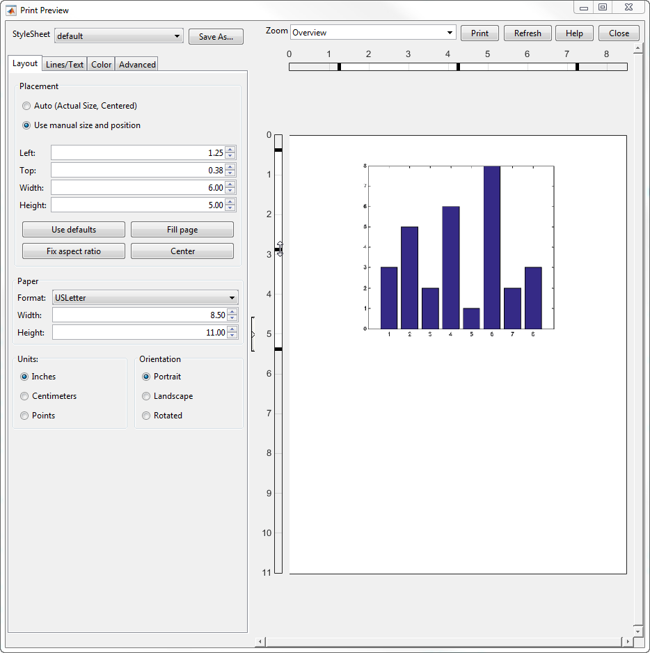 printing in matlab