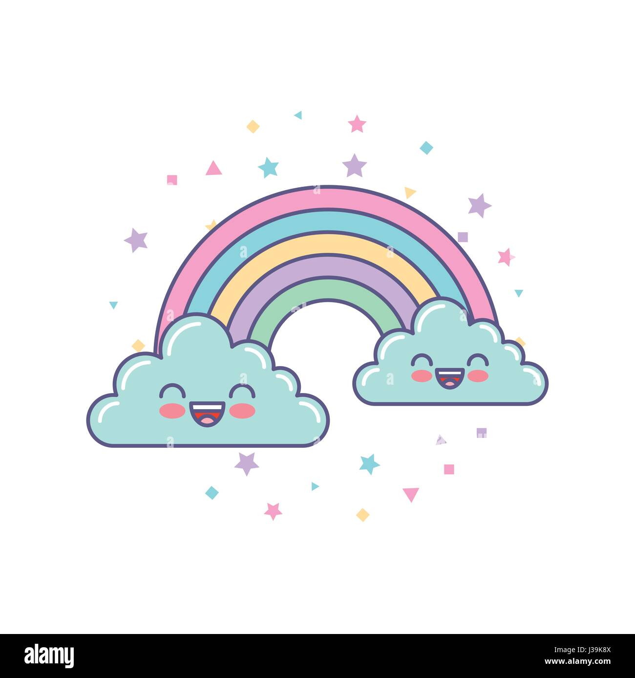 rainbow and clouds drawing