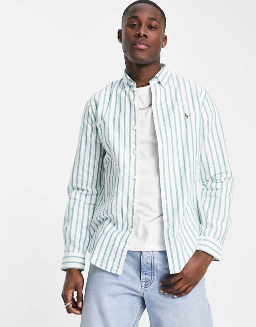 ralph lauren slim fit striped oxford shirt