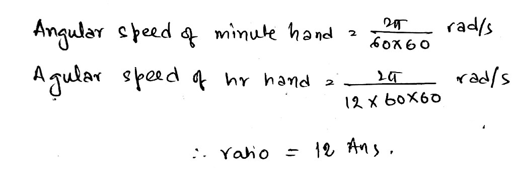 ratio of angular speed of minute and hour hand