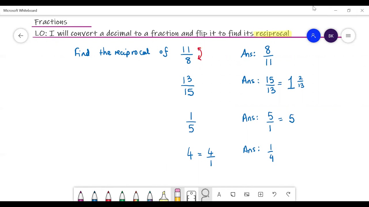 reciprocal of a decimal