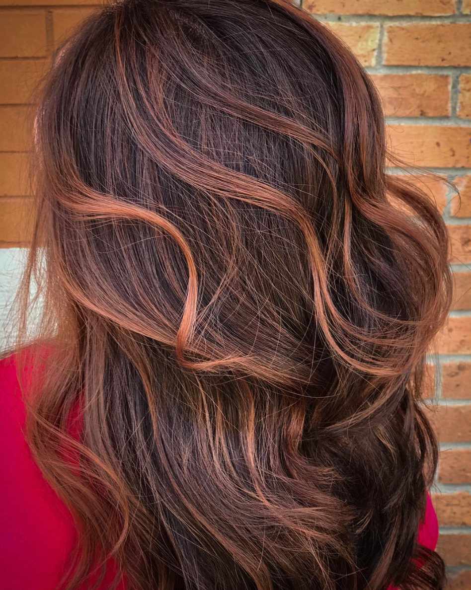 red brown hair color with highlights