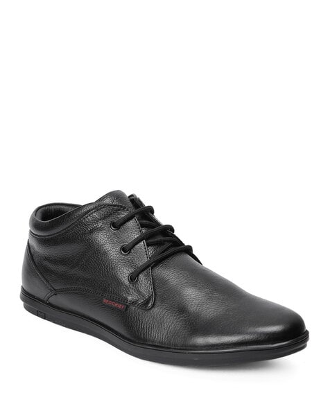 red chief black leather shoes