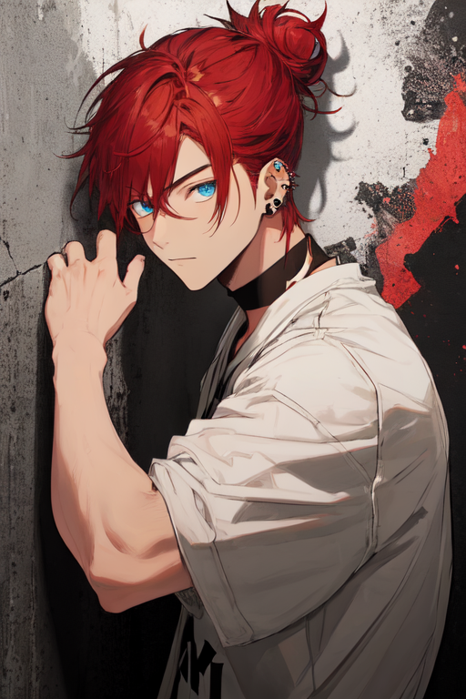 red hair anime male