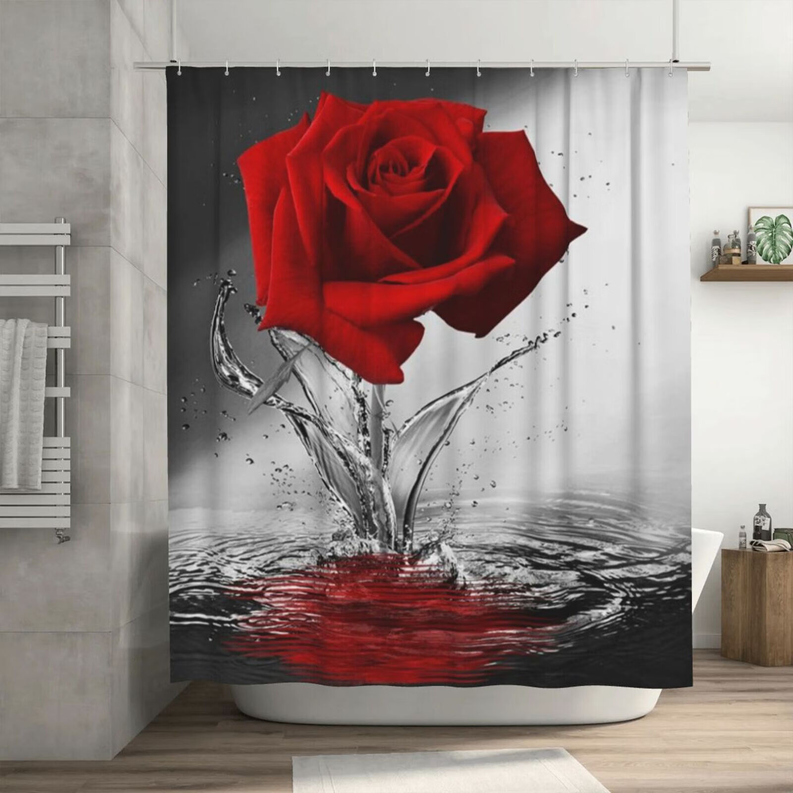 red rose shower curtain