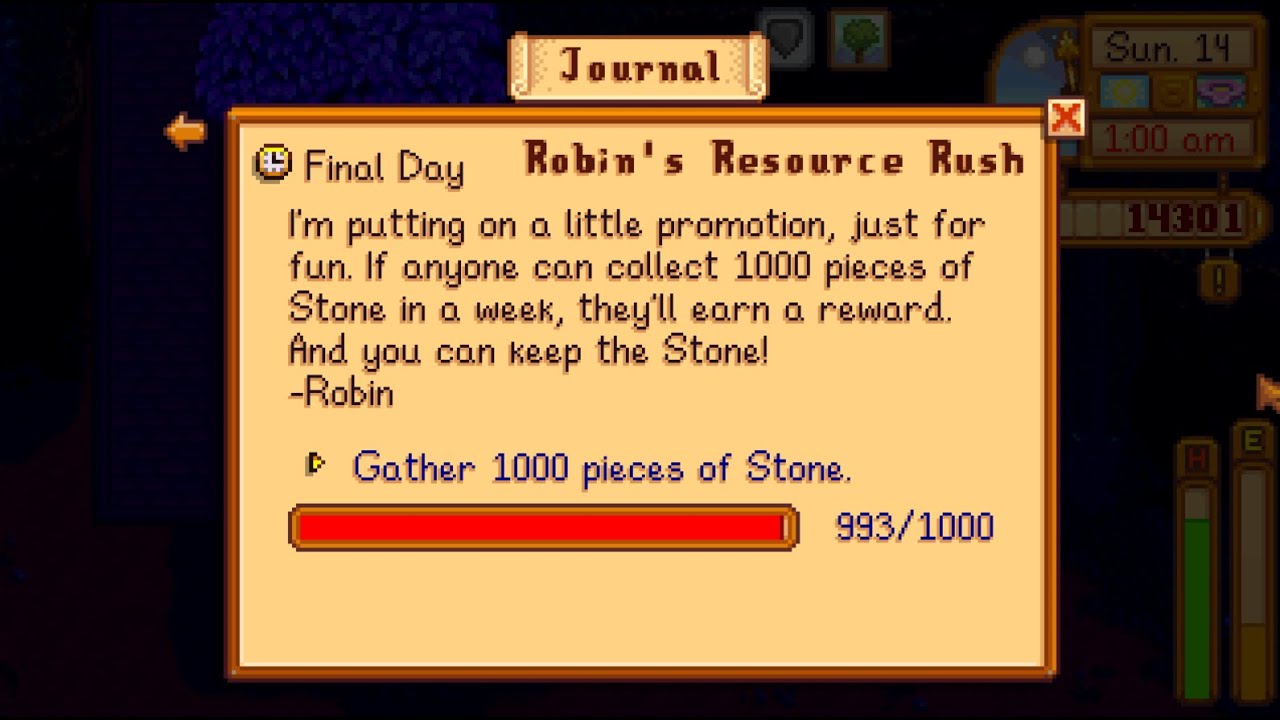 robins resource rush stardew