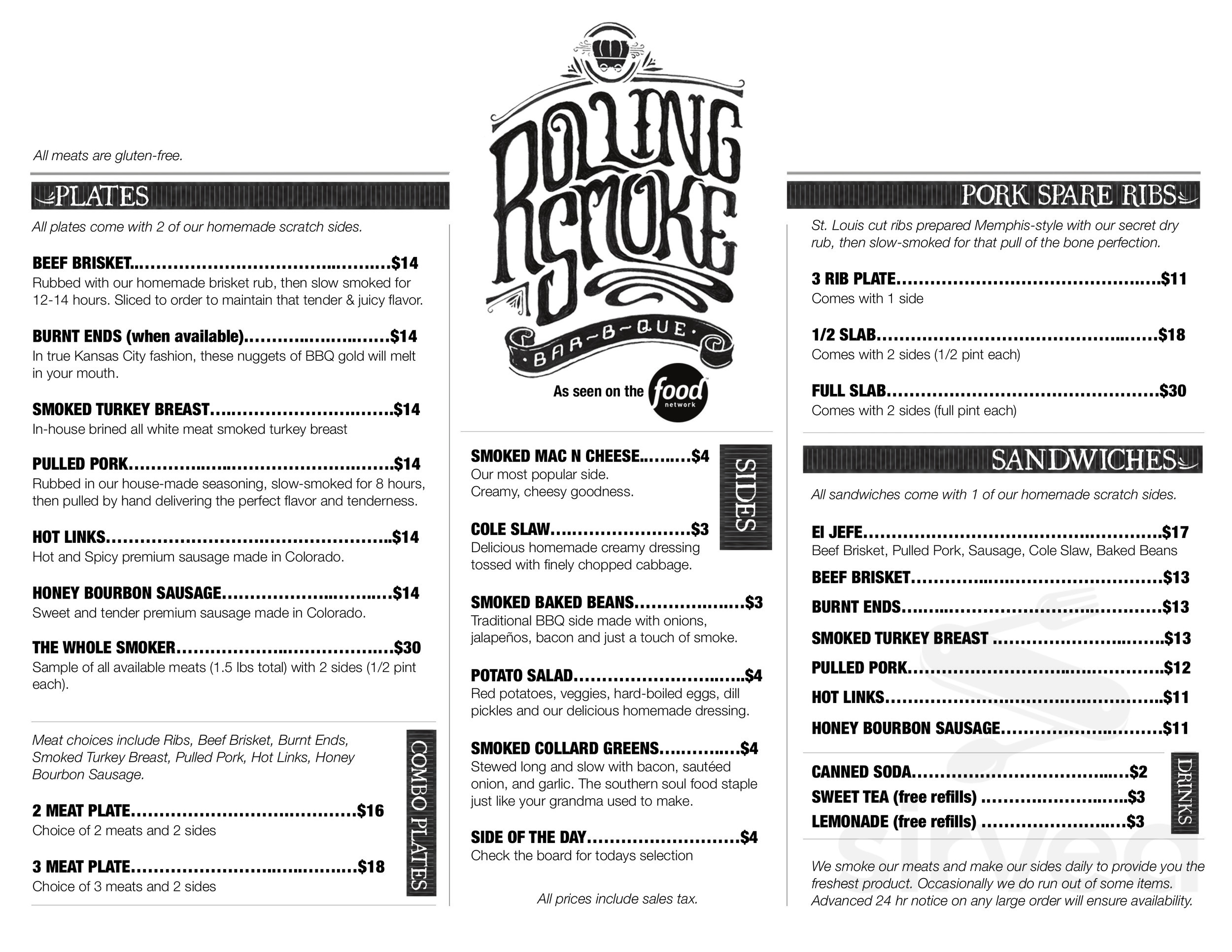 rolling smoke bbq centennial menu