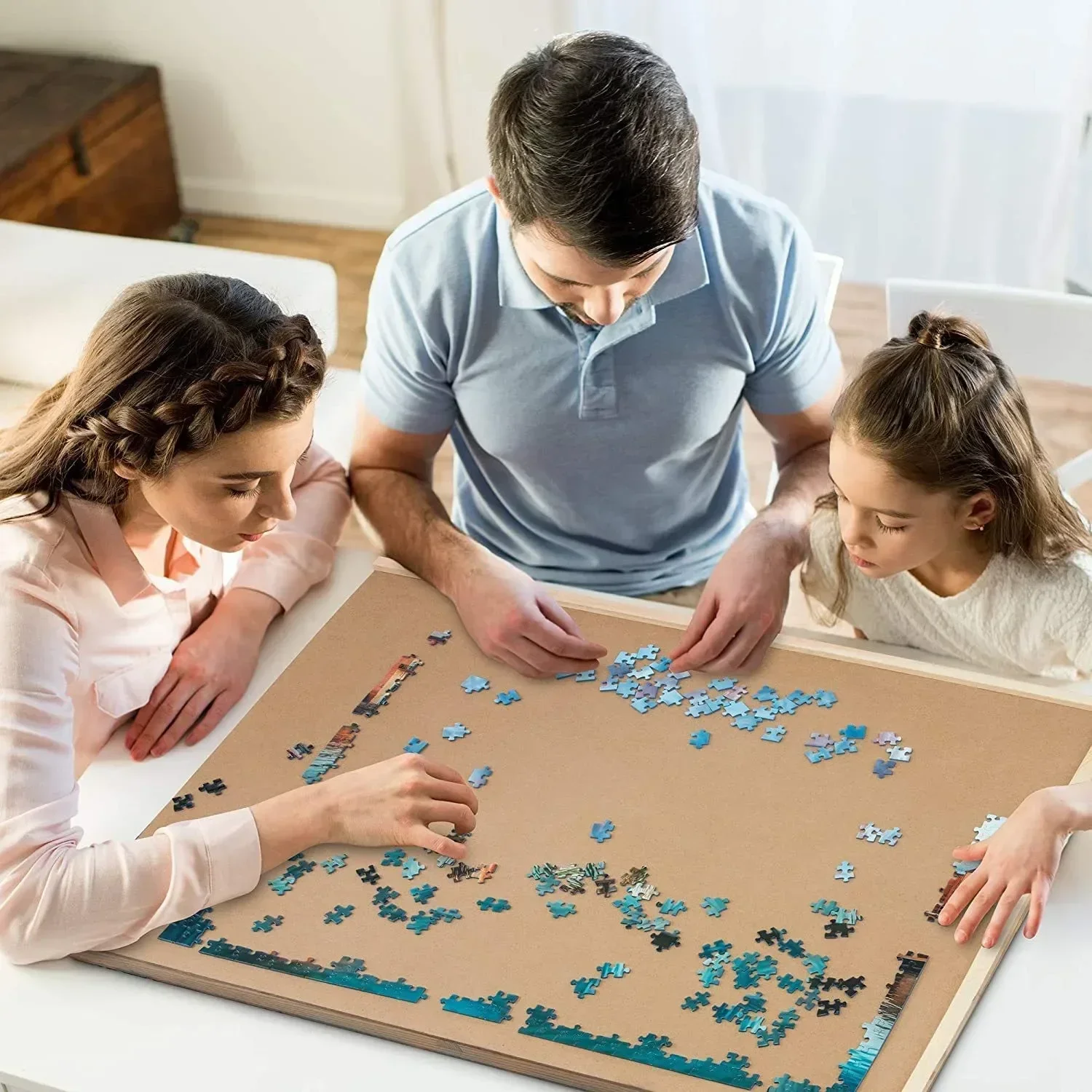 rotating puzzle board with drawers