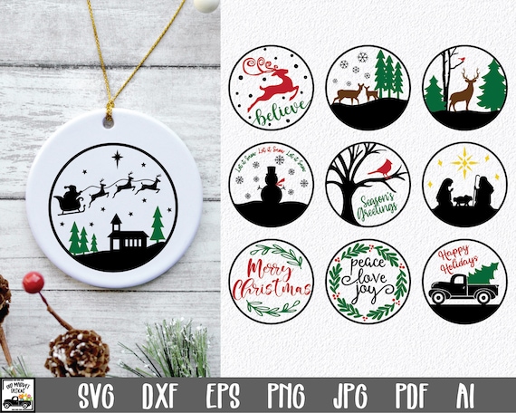 round christmas ornaments svg